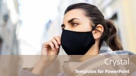  Presentation with safety - Colorful slide deck enhanced with health-safety-and-pandemic-concept backdrop and a coral colored foreground