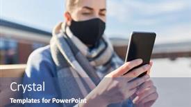  Presentation with reusable - Beautiful theme featuring health-safety-and-pandemic-concept backdrop and a ocean colored foreground