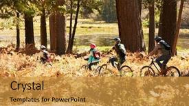  Presentation with past to future - Cool new PPT theme with health safety kids - family mountain biking past lake backdrop and a gold colored foreground