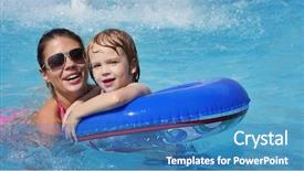  Presentation with mother and child health care - Audience pleasing PPT theme consisting of health safety kids - small child with his mother backdrop and a teal colored foreground