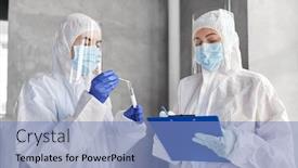  Presentation with medical clipboard - Slide deck consisting of health-safety-medicine-and-pandemic background and a light blue colored foreground