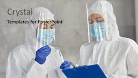  Presentation with medical clipboard - Slide deck having health-safety-medicine-and-pandemic background and a light gray colored foreground
