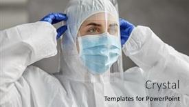  Presentation with health shield - Colorful slides enhanced with health-safety-medicine-and-pandemic backdrop and a light gray colored foreground