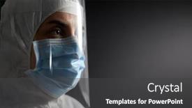  Presentation with health shield - PPT theme with health-safety-medicine-and-pandemic background and a dark gray colored foreground