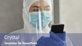  Presentation with health shield - Cool new slide set with health-safety-medicine-and-pandemic backdrop and a ocean colored foreground