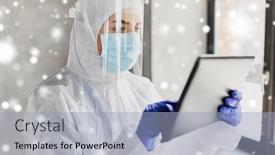  Presentation with health shield - Beautiful theme featuring health-safety-medicine-and-pandemic backdrop and a light blue colored foreground