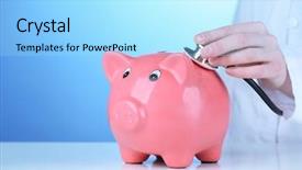  Presentation with galaxy pink and blue - Beautiful presentation design featuring health savings - doctor with pink piggy bank backdrop and a arctic colored foreground