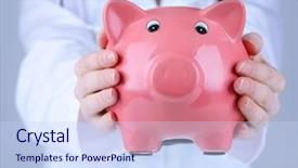  Presentation with accounting financial bank banking account - Slide deck featuring health savings - doctor with pink piggy bank background and a sky blue colored foreground