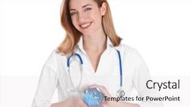  Presentation with piggy bank - Audience pleasing slides consisting of health savings account - happy young doctor holding piggy backdrop and a white colored foreground