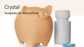  Presentation with chemistry white pills - PPT layouts with health savings account - piggy bank with bottle background and a lemonade colored foreground