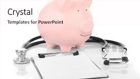  Presentation with clipboard stethoscope - Audience pleasing slide deck consisting of health savings account - piggy bank with stethoscope backdrop and a pink colored foreground