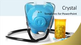  Presentation with piggy bank - Cool new slides with health savings account - piggy bank with stethoscope backdrop and a light blue colored foreground