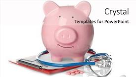  Presentation with clipboard stethoscope - Amazing slide deck having health savings account - piggy bank with stethoscope backdrop and a sky blue colored foreground