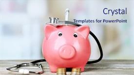  Presentation with light pink - PPT theme consisting of health savings account - pink piggy bank with stethoscope background and a sky blue colored foreground