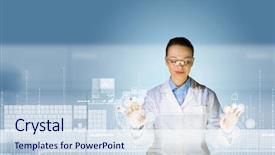  Presentation with microwave imaging image of modern - Amazing slide deck having health scheme - image of young woman scientist backdrop and a  colored foreground