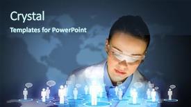  Presentation with la communication gestuelle - Audience pleasing slide deck consisting of health scheme - image of young woman scientist backdrop and a  colored foreground