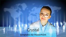  Presentation with media image - Cool new slide set with health scheme - image of young woman scientist backdrop and a light blue colored foreground