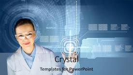  Presentation with media image - Audience pleasing PPT theme consisting of health scheme - image of young woman scientist backdrop and a light blue colored foreground