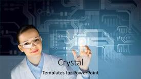  Presentation with young woman diagnosis of sti - Colorful presentation theme enhanced with health scheme - image of young woman scientist backdrop and a light blue colored foreground