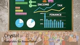  Presentation with infographic - Audience pleasing slide deck consisting of health scheme - workers people group near colorful backdrop and a  colored foreground