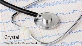 Presentation with ecg - Slide deck featuring health science - stethoscope on ecg - medical background and a light gray colored foreground