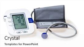  Presentation with blood pressure - PPT layouts having health screening - automatic digital blood pressure monitor background and a  colored foreground