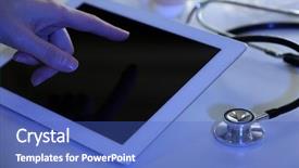  Presentation with digital health - PPT theme consisting of health screening - doctor hand touching modern digital background and a  colored foreground