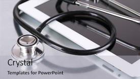  Presentation with medical equipment - PPT theme featuring health screening - medical equipment concept stethoscope background and a light gray colored foreground
