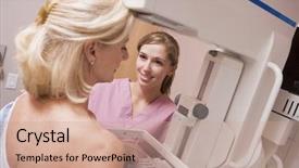  Presentation with nurse screening - Amazing PPT layouts having health screening - nurse assisting patient undergoing mammogram backdrop and a coral colored foreground