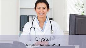  Presentation with doctor helps to get out of bed an elderly woman - Colorful theme enhanced with health screening - pretty woman doctor backdrop and a  colored foreground