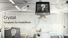  Presentation with media - Presentation theme having health screening - tv on shoulders mixed media background and a light gray colored foreground