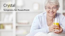  Presentation with juice - Beautiful slide deck featuring attractive middle-aged woman backdrop and a white colored foreground