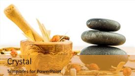  Presentation with traditional chinese medicine - Slide set with health services - ingredients for a tea background and a gold colored foreground