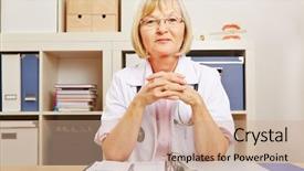  Presentation with 4 years old children and doctor - Amazing presentation having health services - smiling old female doctor sitting backdrop and a  colored foreground