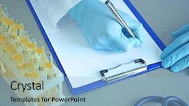  Presentation with laboratory urine - Slide deck enhanced with doctor examining the urine background and a light blue colored foreground