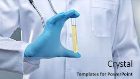  Presentation with drug test - Audience pleasing slide deck consisting of urological drug - doctor holding test tube backdrop and a light blue colored foreground