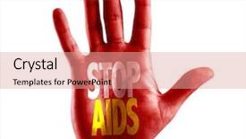  Presentation with stop - Beautiful presentation design featuring fight infection - stop aids written on hand backdrop and a coral colored foreground