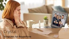  Presentation with health technology - Beautiful slide set featuring health-social-distancing-and-technology backdrop and a coral colored foreground