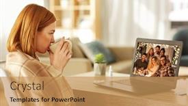  Presentation with health technology - Audience pleasing PPT layouts consisting of health-social-distancing-and-technology backdrop and a coral colored foreground