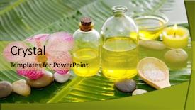  Presentation with food in banana leaf - Audience pleasing slides consisting of health spa and banana leaf backdrop and a  colored foreground