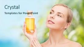  Presentation with skin health - PPT theme having health spa and beauty concept background and a sky blue colored foreground