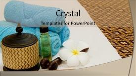  Presentation with essential oil bottles and rosemary - Presentation theme enhanced with health spa with white flower background and a coral colored foreground