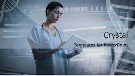  Presentation with dna genetic - Cool new presentation with health statistics - genetic research information on dna backdrop and a light blue colored foreground