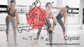  Presentation with women health - PPT theme having health statistics - women doing exercise with futuristic background and a  colored foreground