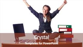  Presentation with desk - Amazing slides having health stress work - woman meditating on the desk backdrop and a  colored foreground