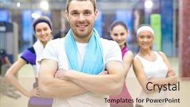  Presentation with sporty - Amazing PPT layouts having health team - portrait of young sporty man backdrop and a  colored foreground
