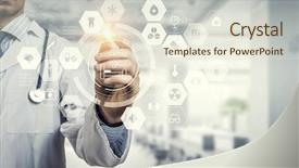  Presentation with tech - Audience pleasing theme consisting of health tech - innovative technologies in medicine mixed backdrop and a sky blue colored foreground