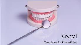  Presentation with jaw - PPT theme featuring health technics - dental jaw model and mirror background and a sky blue colored foreground