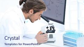  Presentation with lab - Amazing slide deck having health technics - handsome man technician backdrop and a sky blue colored foreground