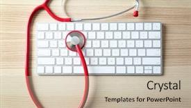  Presentation with wireless - Audience pleasing PPT theme consisting of health technics - modern wireless keyboard and stethoscope backdrop and a  colored foreground